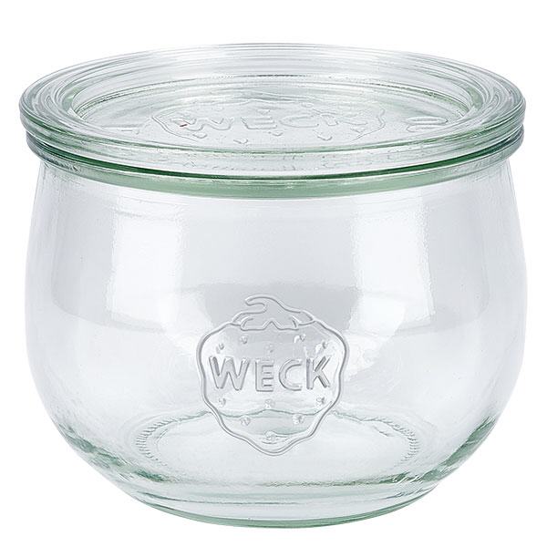 Barattolo a tulipano da 580 ml con coperchio in vetro WECK RR100 Vaso a tulipano WECK da 580 ml con coperchio in vetro RR100 vaso da conserva trasparente con logo WECK per la conservazione e lo stoccaggio