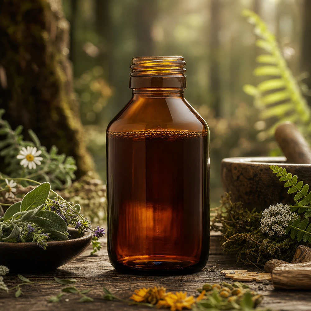 Flacone in vetro marrone da 100 ml con filettatura PP28 ideale per preparazioni omeopatiche e rimedi naturali