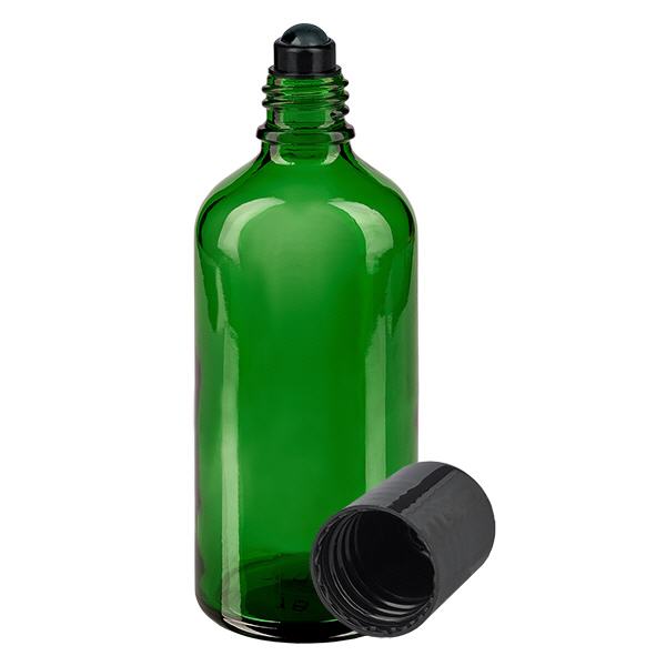 Apothekenflasche grün 100ml Roll-On Verschluss schwarz