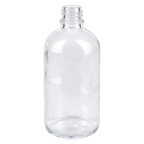 100ml Nasensprayflasche weiß/transparent Standardverschluss ClearLine UT18/100 100ml Glasflasche ClearLine Schraubverschluss UT18 zylindrisch durchsichtig