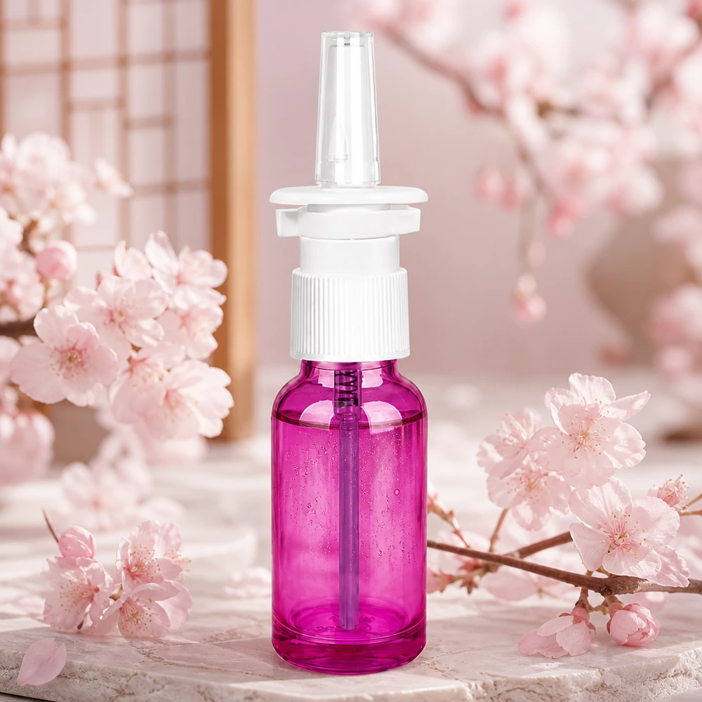 20ml Nasensprayflasche weiß/transparent Standard PurpleLine. UT18/20 Violette 20ml Nasensprayflasche mit Standard-Sprühkopf für gleichmäßige Verteilung des Inhalts
