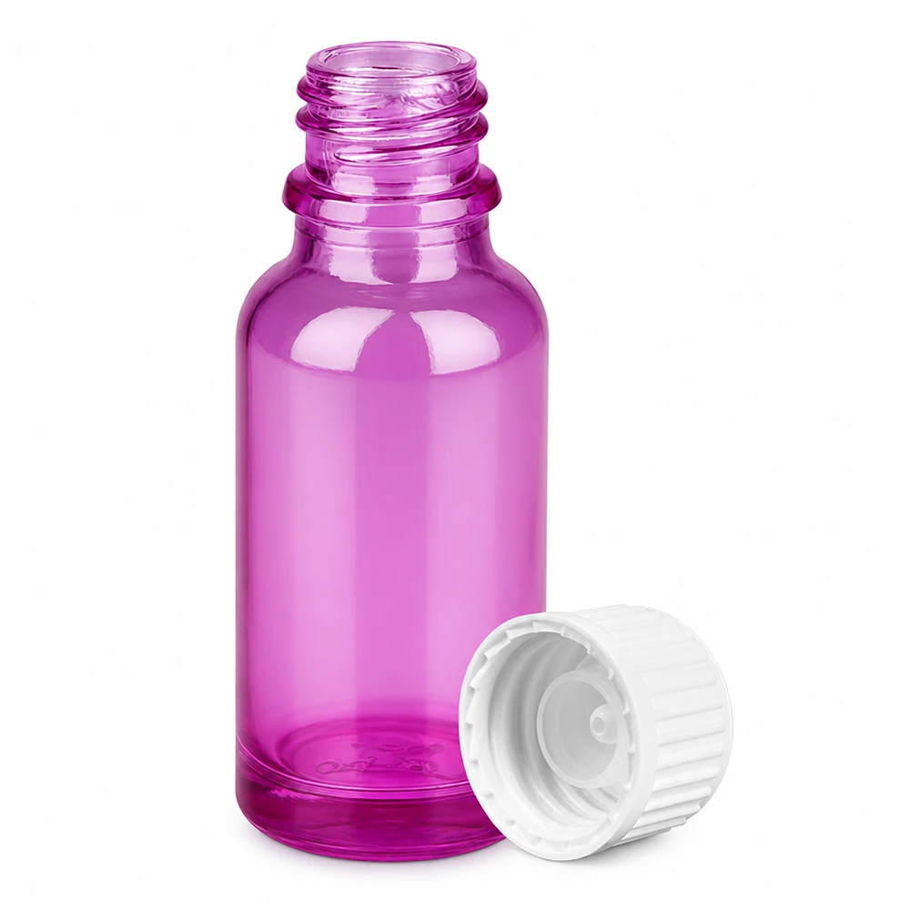20ml (Globuli)Flasche 3mm Giessring weiß Standard PurpleLine.UT18/20 Elegante 20ml Violett-Glasflasche mit Schraubverschluss für Labor und Haushalt