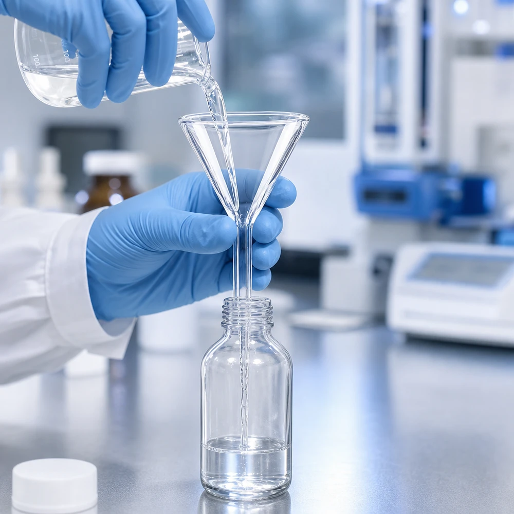 Entonnoir de laboratoire de style court en verre borosilicaté 35mm pour un transvasement précis dans des flacons de laboratoire
