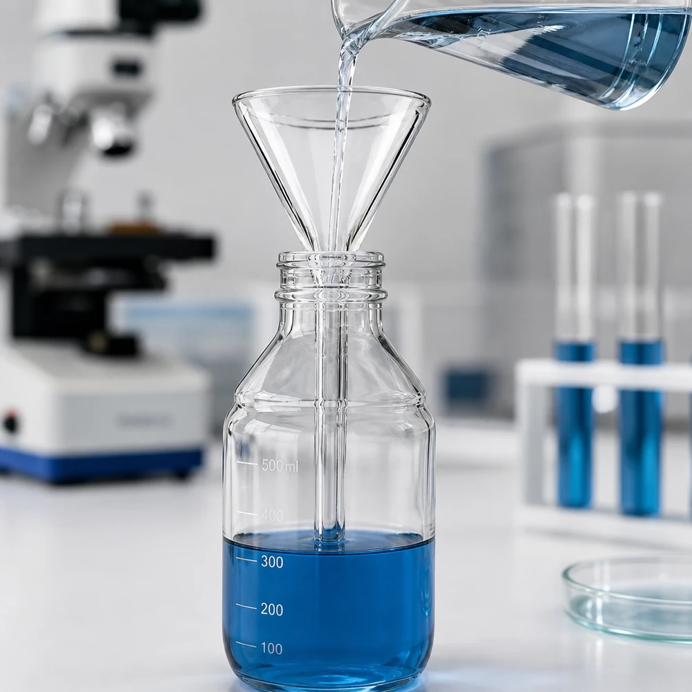 Entonnoir Ø 30mm - verre sodocalcique - angle 60° Entonnoir de laboratoire compact en verre sodo-calcique avec ouverture de 30 mm pour un dosage efficace des liquides