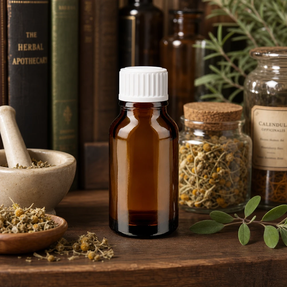 Apothekenflasche braun 30ml Schraubverschluss weiß Standard Kompakte Braunglasflasche 30ml weißer Deckel zur Aufbewahrung von Kräuterölen und Essenzen