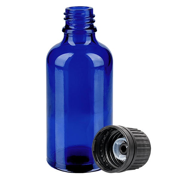 50ml Globuliflasche 8mm Giessring schwarz Originalitätsverschluss BlueL. UT18/50