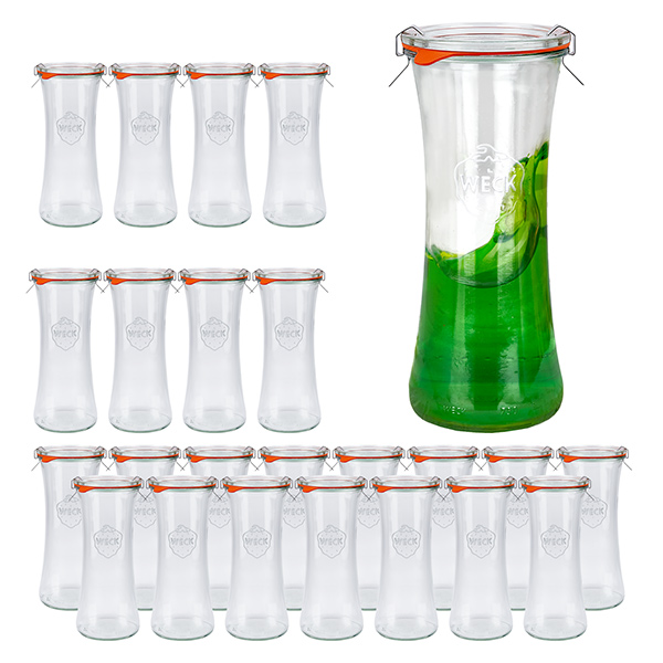 Set di 24 vasetti Weck da 700 ml con coperchio in vetro Set di 24 vasetti Weck da 700 ml con coperchio in vetro