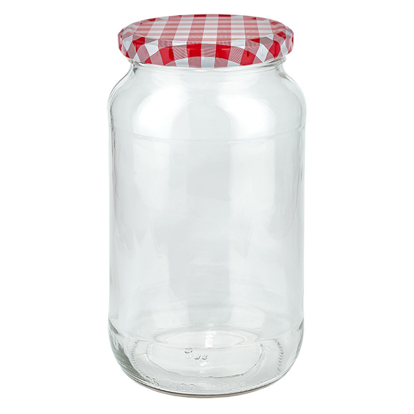 1062ml Rundglas + BasicSeal Deckel rot/weiß UNiTWIST