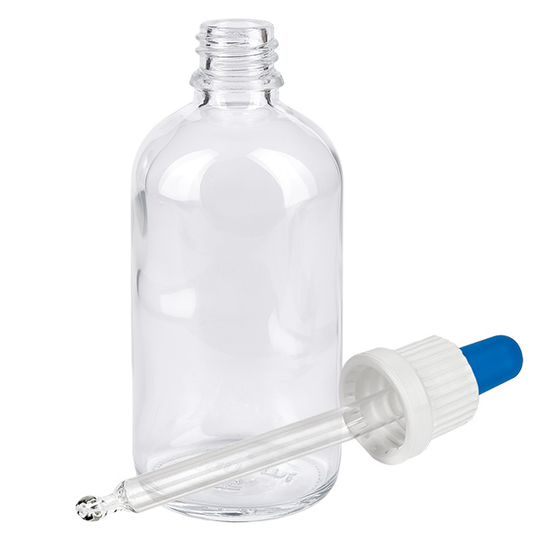 100ml Pipettenflasche weiß/blau Originalitätsverschluss ClearLine UT18/100