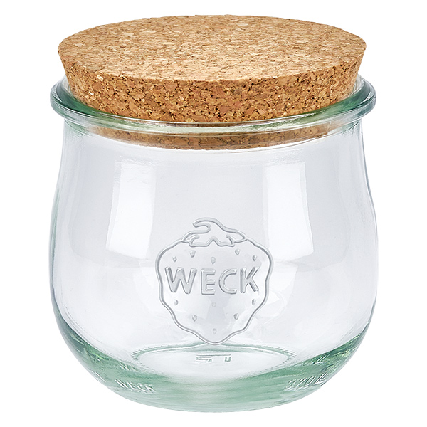 Vasetto per tulipani da 370 ml WECK RR80 con tappo in sughero naturale WECK vaso a tulipano 370ml RR80 con coperchio in sughero naturale vaso per conserve vaso trasparente