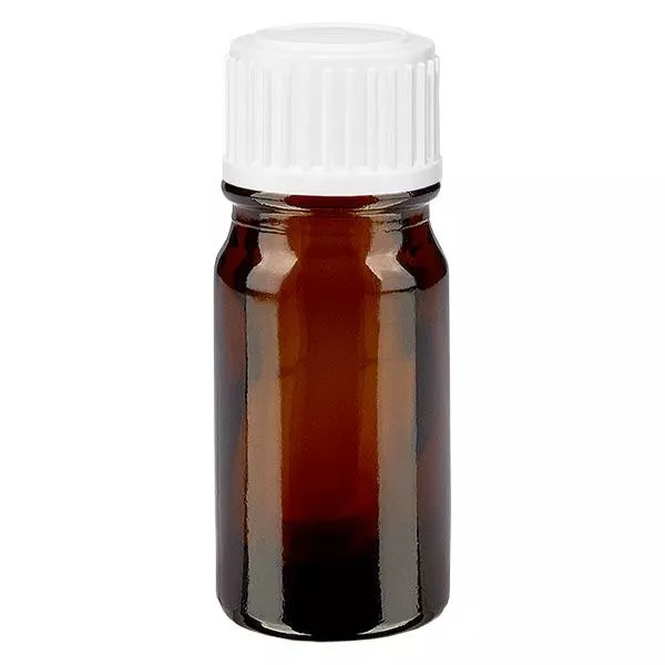 Bouteille de pharmacie brune 5ml bouchon vissable blanc globuli standard Bouteille de pharmacie brune 5ml bouchon vissable blanc globuli standard