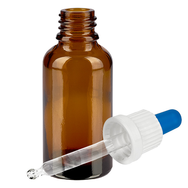30ml Pipettenflasche weiß/blau Originalitätsverschluss BrownLine UT18/30