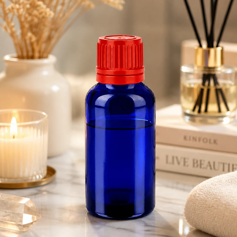 Bottiglia da 30ml 11mm SV rosso OV BlueLine UT18/30 Pratico flacone in vetro da 30 ml con tappo antimanomissione per miscele fai da te e miscele di aromi