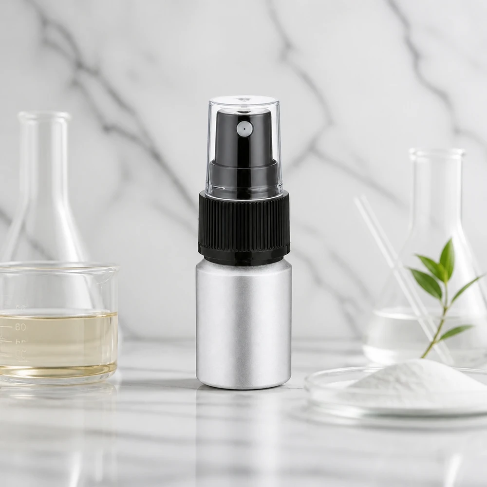10ml gebeizte Aluflasche mit Zerstäuber Praktische Mini Aluflasche mit Pumpsprüher 10ml für DIY Kosmetik und Pflegeprodukte