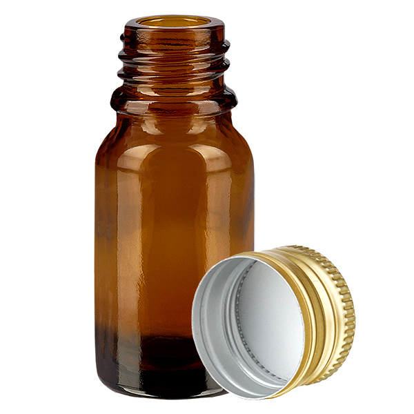 10ml Flasche 11mm Schraubverschluss Alu-Gold Standard BrownL. UT18/10