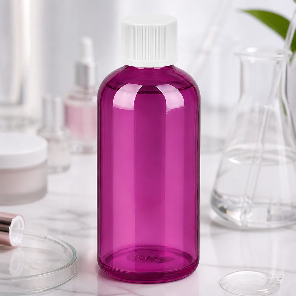 Bottiglia di plastica di alta qualità da 100 ml in look viola con materiale robusto per l'uso quotidiano