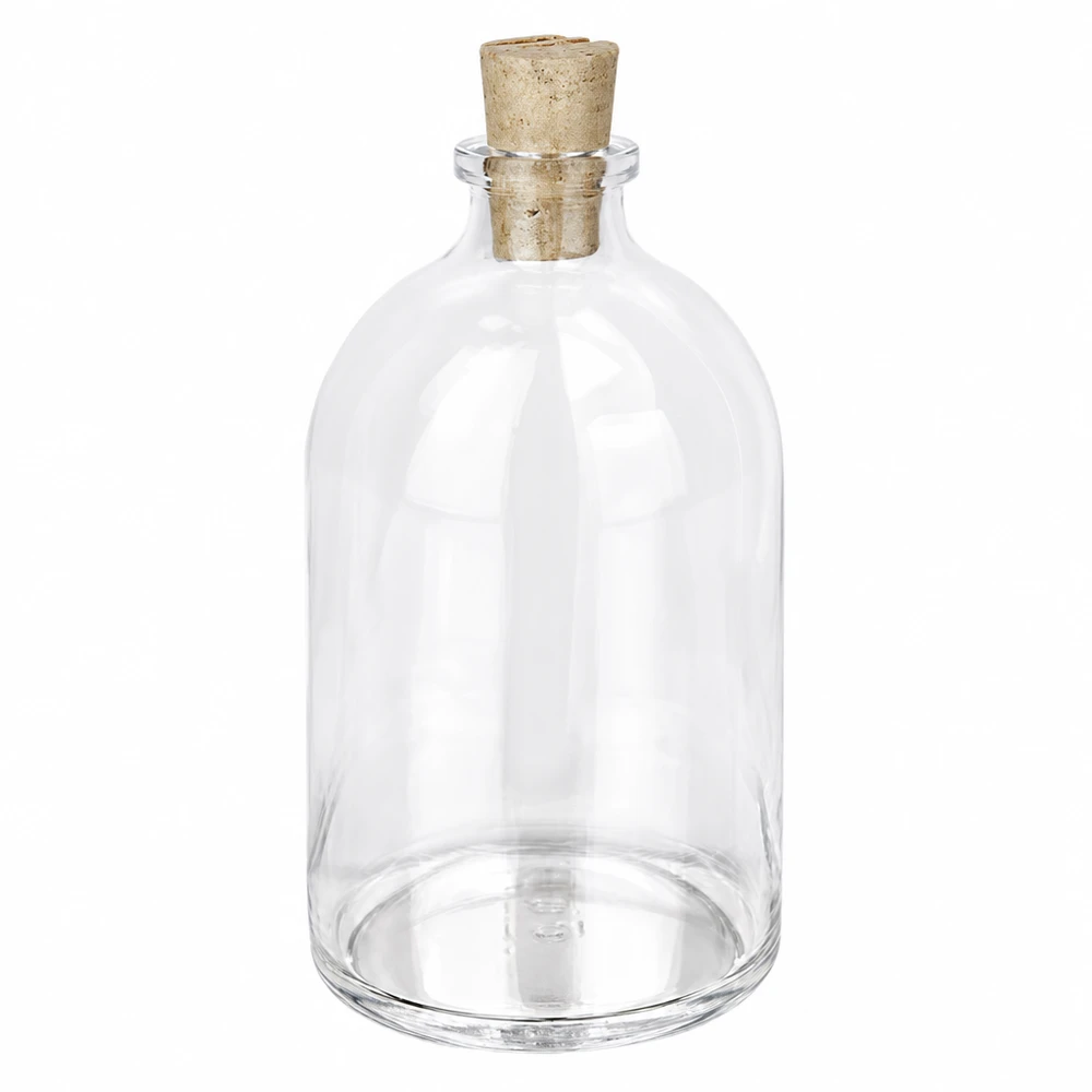 Flasche Klarglas 100ml mit Korken 11/14mm Glasflasche 100ml Klarglas mit Naturkorken 11/14mm bauchige Form mit schmalem Hals