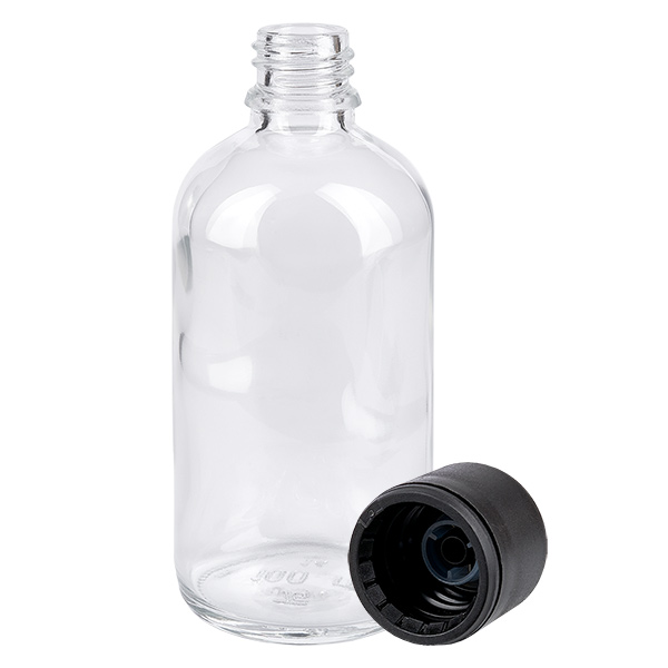 100ml Flasche 6mm Schraubverschluss schwarz Standardverschluss ClearLine UT18/100