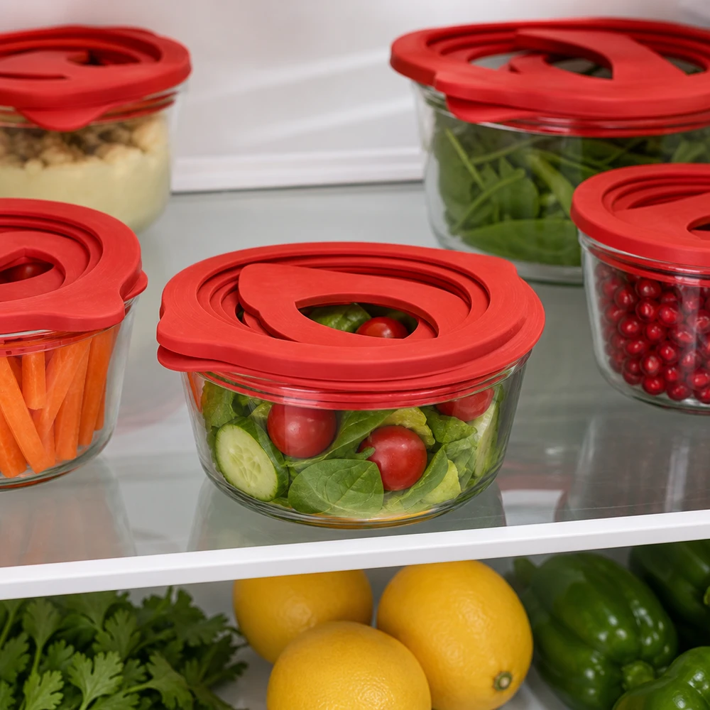 Anello di tenuta in gomma naturale RR80 Einkochring RR80 Naturgummi rot für Vorratsgläser im Kühlschrank mit frischem Salat Gemüse praktische Aufbewahrung
