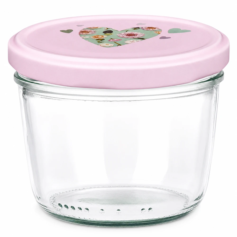 230ml Sturzglas + BasicSeal Deckel Herz rosa UNiTWIST Sturzglas 230ml mit rosa BasicSeal Deckel Herzmotiv Einmachglas Marmeladenglas Konservierungsglas leer
