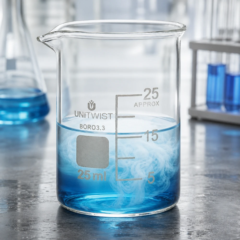 Becherglas 25ml Borosilikat, niedrige Form UNiTWIST Borosilikatglas 25ml Kurzform mit Skalierung bis 25ml für präzise Laboranwendungen