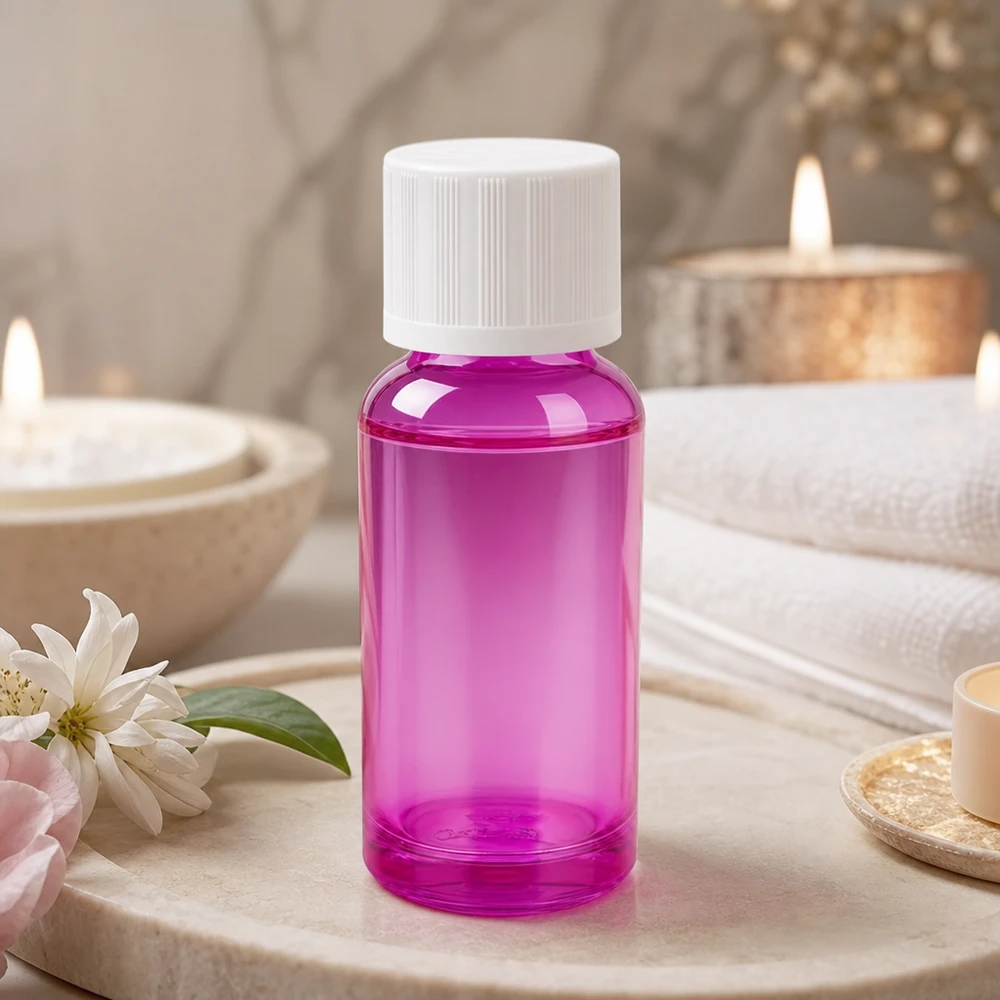 20ml Flasche 11mm Schraubverschluss weiß Standard Kindersicher PurpleLine UT18/20 Elegante 20ml Flasche in Lila-Ton mit praktischem Schraubverschluss für stilvolle Kosmetikaufbewahrung