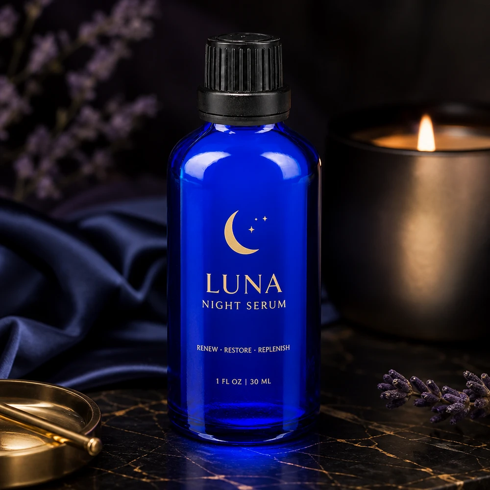 Apothekenflasche blau 50ml Schraubverschluss schwarz Dichteinlage Originalitätsverschluss Apothekerflasche Blauglas 50ml mit schwarzem OV ideal für Nachtserum und Gesichtspflege