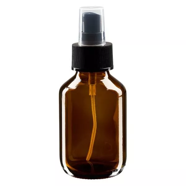 Flacon médical norme européenne de 100 ml avec spray noir GCMI 28/410 et couvercle transparent, standard