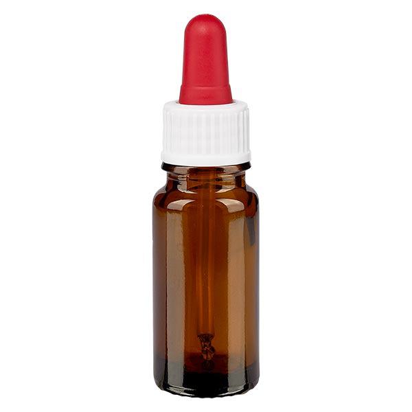 Bottiglia per pipette marrone da 10ml ST bianco/rosso ApoGlas Bottiglia per pipette marrone da 10ml ST bianco/rosso ApoGlas
