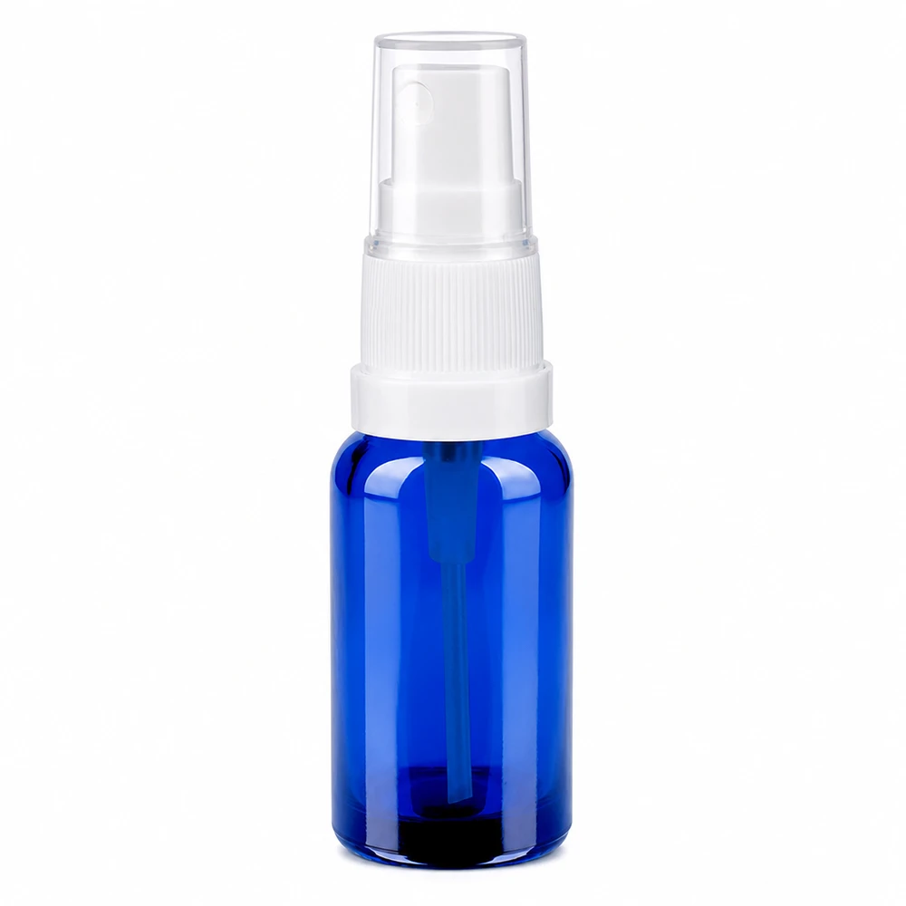 Vaporisateur 20ml blanc/tr. STD BlueLine UT18/20 Vaporisateur pratique de 20 ml bleu cobalt avec tête de vaporisation blanche, parfait pour les voyages et les déplacements