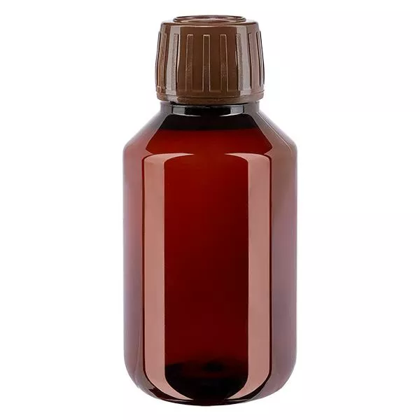 Bouteille PET 100ml avec bouchon marron,bouchon d'inviolabilité