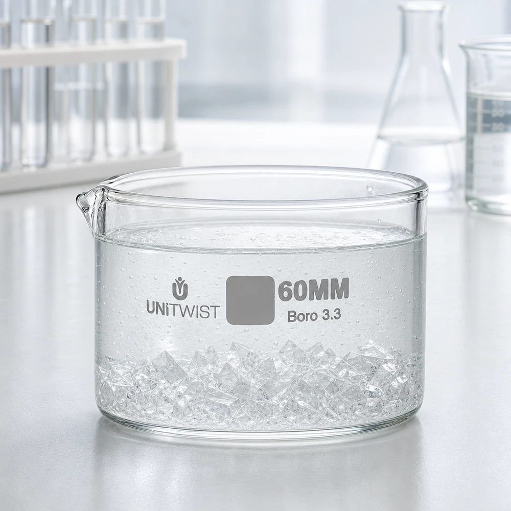Niedrige zylindrische Verdampfungsschale Glas 60mm für chemische Laboranwendungen
