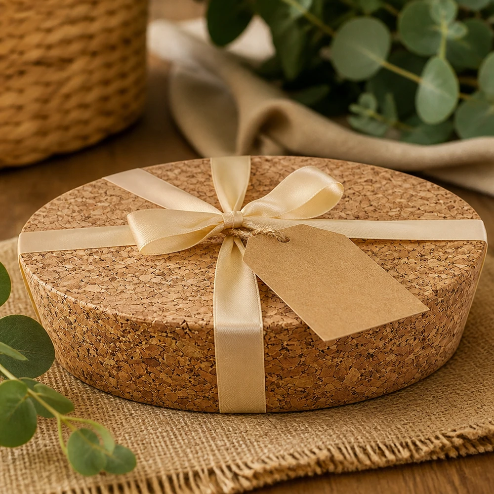 WECK RR80 tappo di sughero naturale regalo incartato con nastro dorato ciondolo regalo imballaggio sostenibile