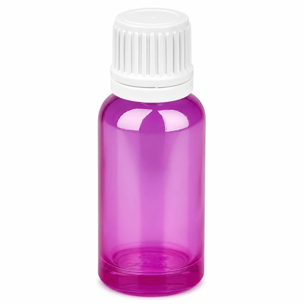 Flacon compte-gouttes 20ml 0,7mm blanc Originalité Bouchon à vis PurpleLine UT18/20 Flacon compact de 20 ml avec bouchon compte-gouttes dans une jolie couleur lilas