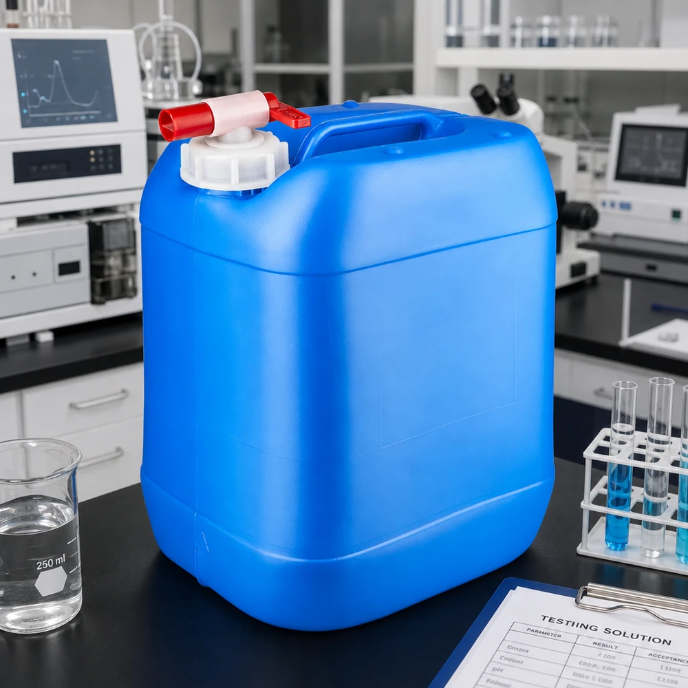 Kanister 20 Liter blau mit Auslaufhahn Blauer Vorratsbehälter 20 Liter mit Tragegriff und Zapfhahn für Labor und Industrie geeignet