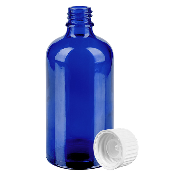 100ml Globuliflasche 3mm Giessring weiß Standardverschluss BlueLine UT18/