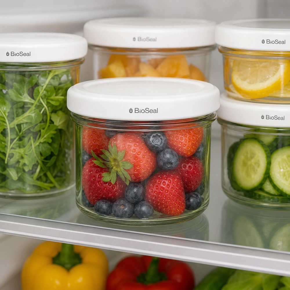 UNiTWIST tumbler 125ml frigo conservazione alimenti freschi frutta verdura TO66 Set di coperchi BioSeal
