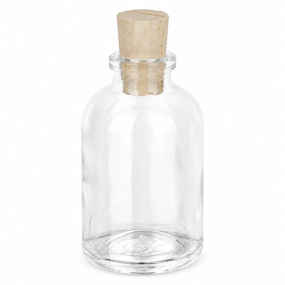 Flasche Klarglas 50ml mit Korken 11/14mm Leere Klarglasflasche 50ml mit passendem Korken 11/14mm für vielseitige Verwendung