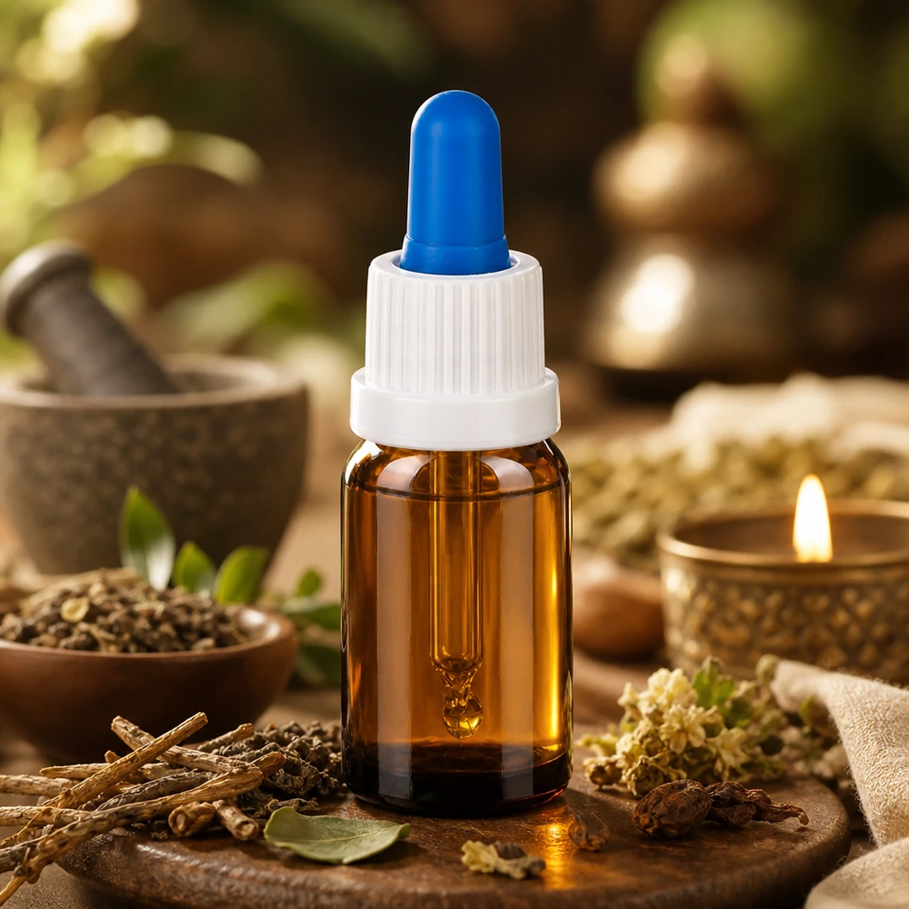 Flacone con pipetta precisa da 10 ml BrownLine con puntale blu per un dosaggio preciso degli oli in gocce