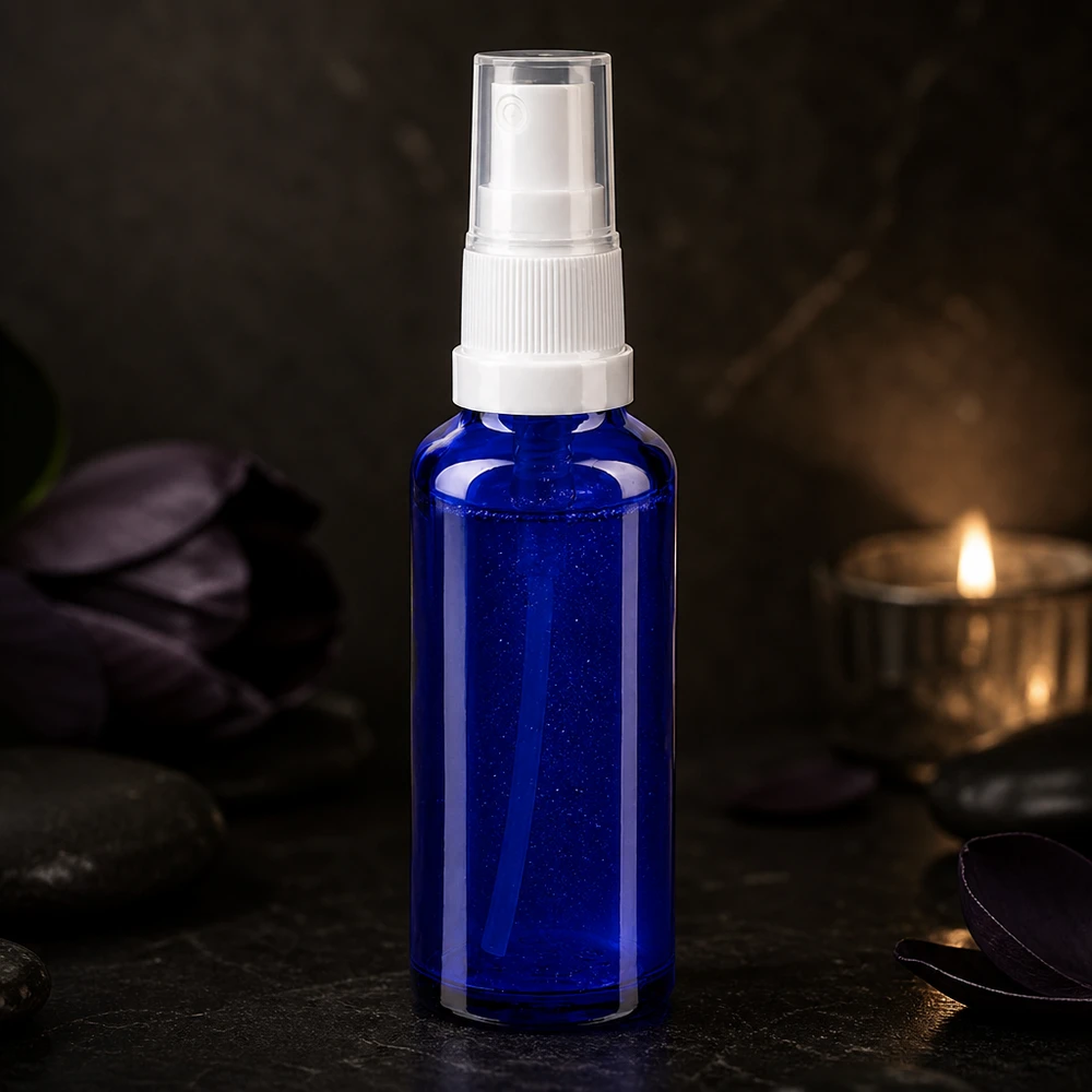 Apothekenflasche blau 10ml Sprayaufsatz schwarz Dunkelblaues 10ml Glasfläschchen mit weißem Sprühkopf für Kosmetik Aromatherapie und Parfum
