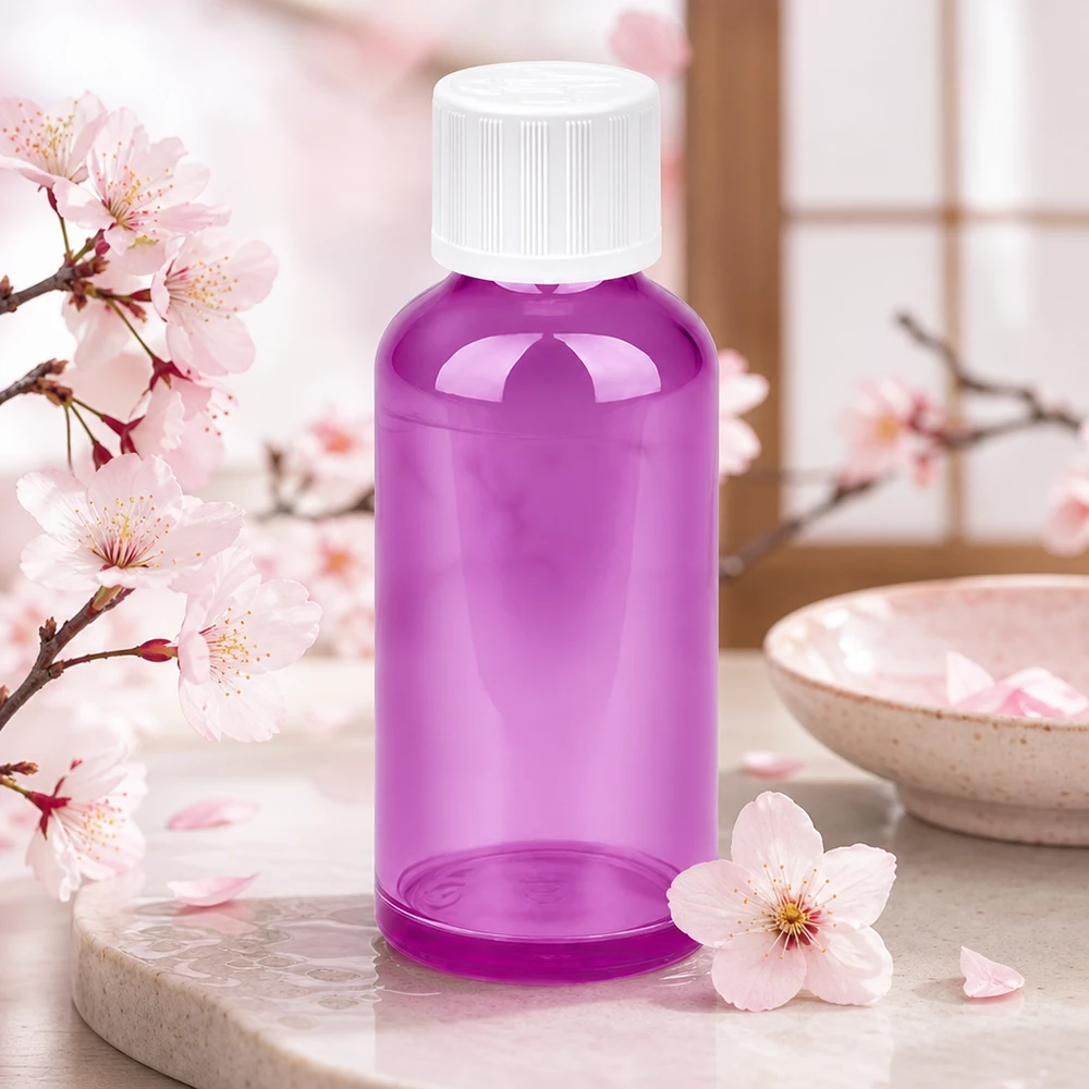 Flacone da 50ml tappo a vite 11mm bianco standard a prova di bambino PurpleLine UT18/50 Flacone di raccolta da 50 ml in viola trasparente con apertura da 11 mm per prodotti cosmetici