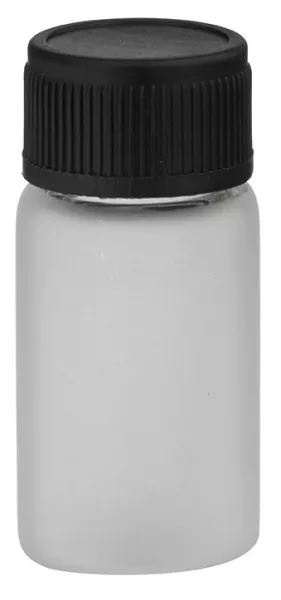 Mini flacon en verre givré 3 ml, filetage M13 avec bouchon à vis noir et joint d’étanchéité Mini flacon en verre givré 3 ml, filetage M13 avec bouchon à vis noir et joint d’étanchéité