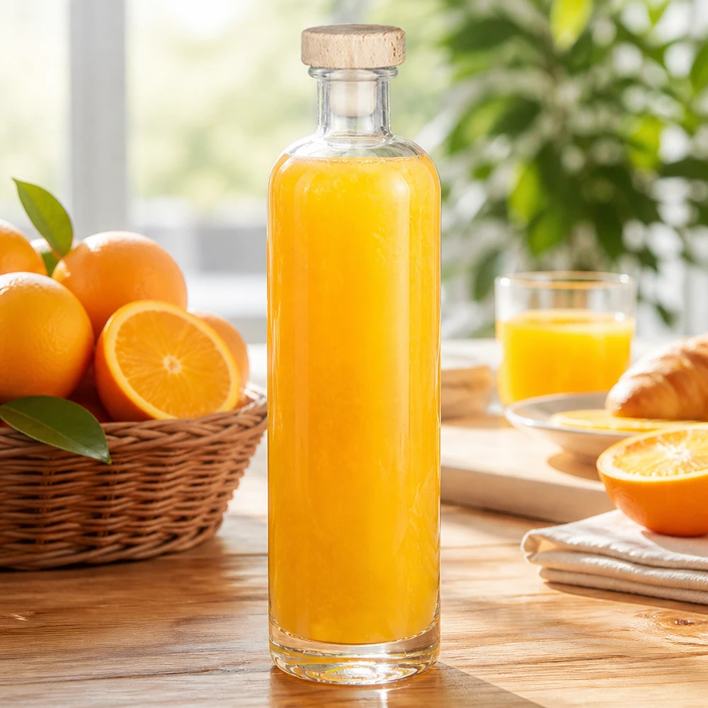 Bottiglia in vetro da 500 ml Ella con tappo in sughero con impugnatura in legno UNiTWIST®
