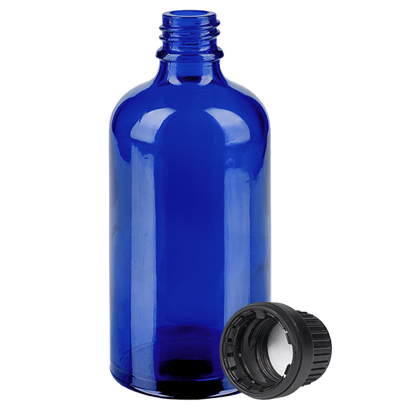 100ml Flasche 11mm Schraubverschluss schwarz Originalitätsverschluss BlueLine UT18/100