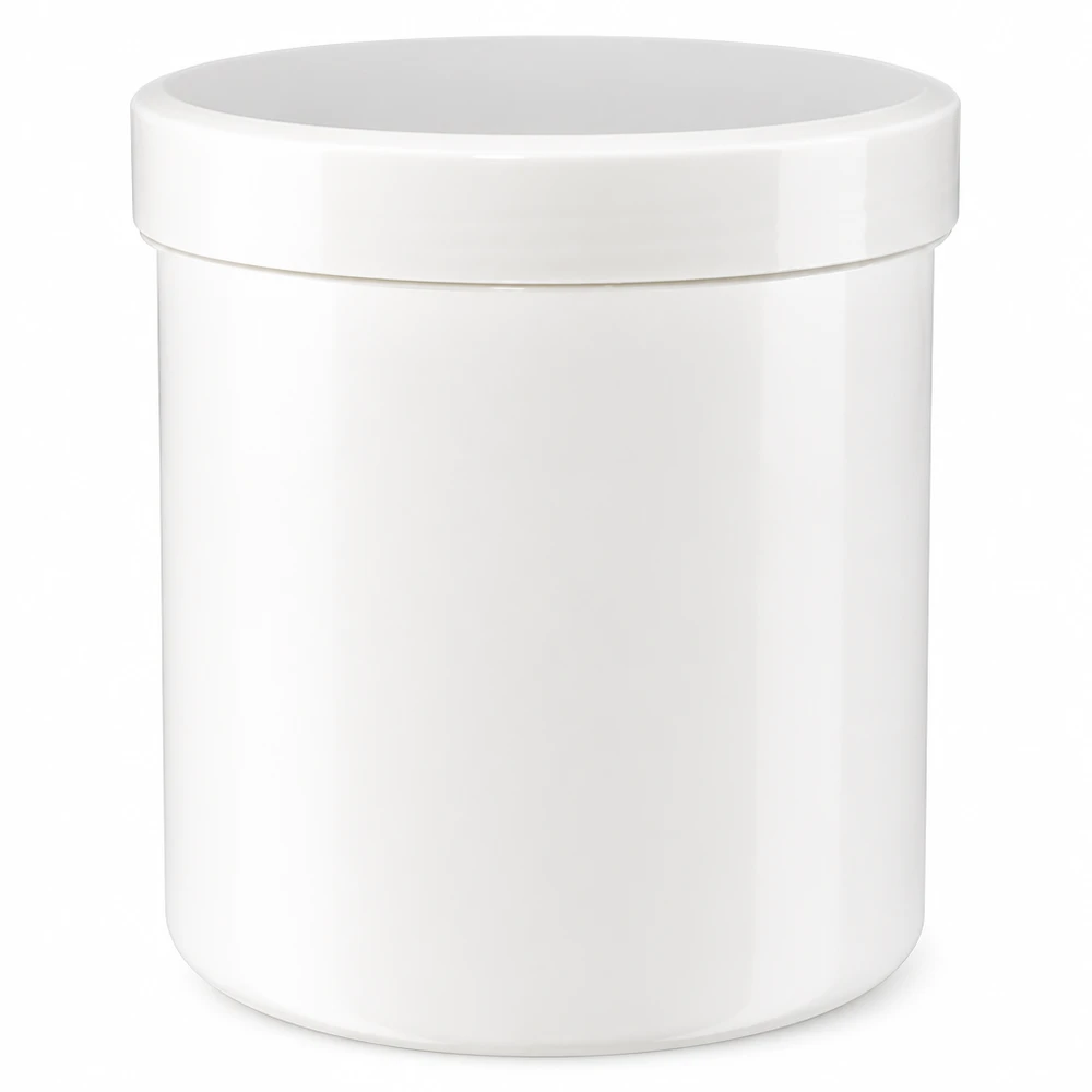 Pot à onguent blanc 30 g avec couvercle blanc (PP) Pot à pommade blanc brillant en polypropylène de 30 g, muni d'un bouchon à vis sécurisé blanc