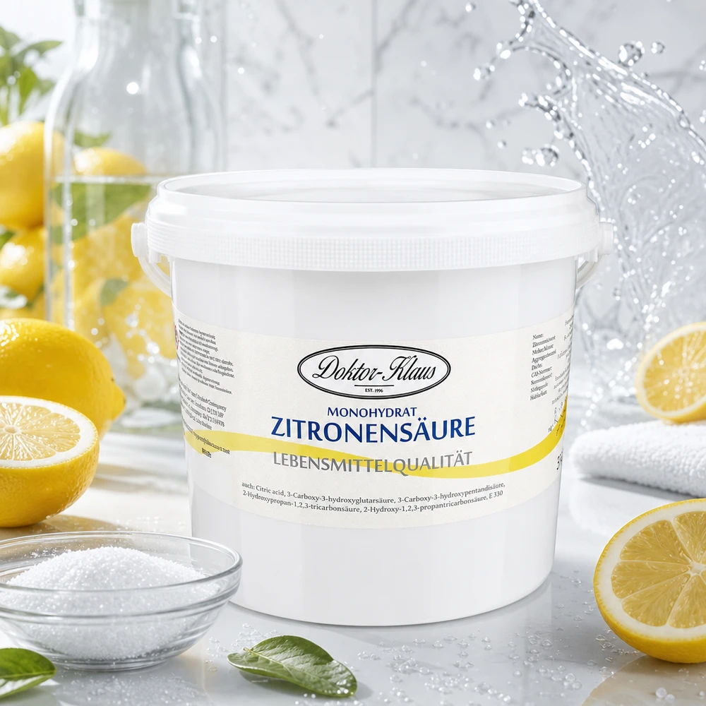 Acido citrico 5kg Doktor-Klaus Doktor-Klaus acido citrico 5kg con decorazione al limone dimostra l'origine naturale per la pulizia della casa