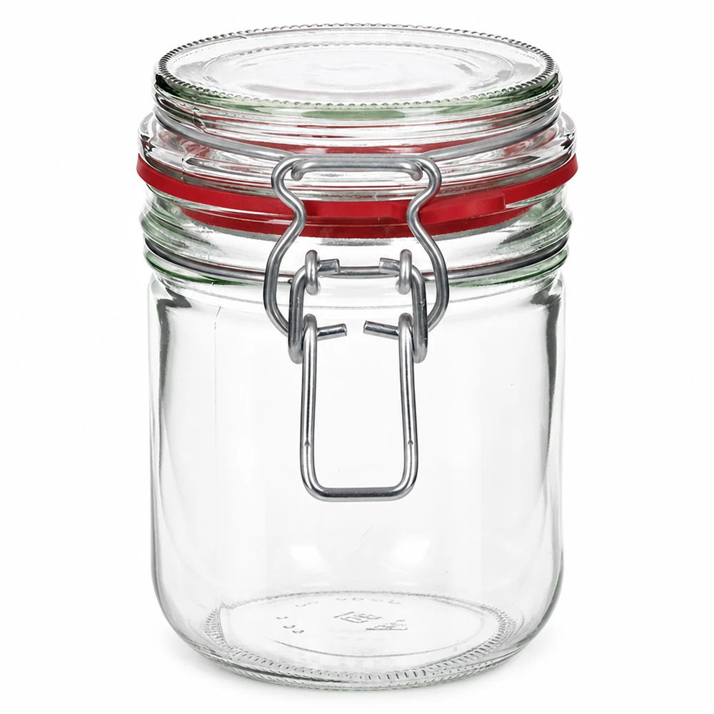 Bocal de conservation de 400 ml, type G, avec bouchon à clip UN.. Einweckglas 400ml mit traditionellem Bügelverschluss aus robustem Glas gefertigt