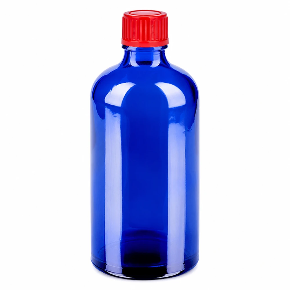 Flacon de 100ml 11mm SV rouge STD BlueLine UT18/100 Flacon bleu intense de 100 ml avec bouchon rouge contrasté pour les pharmacies
