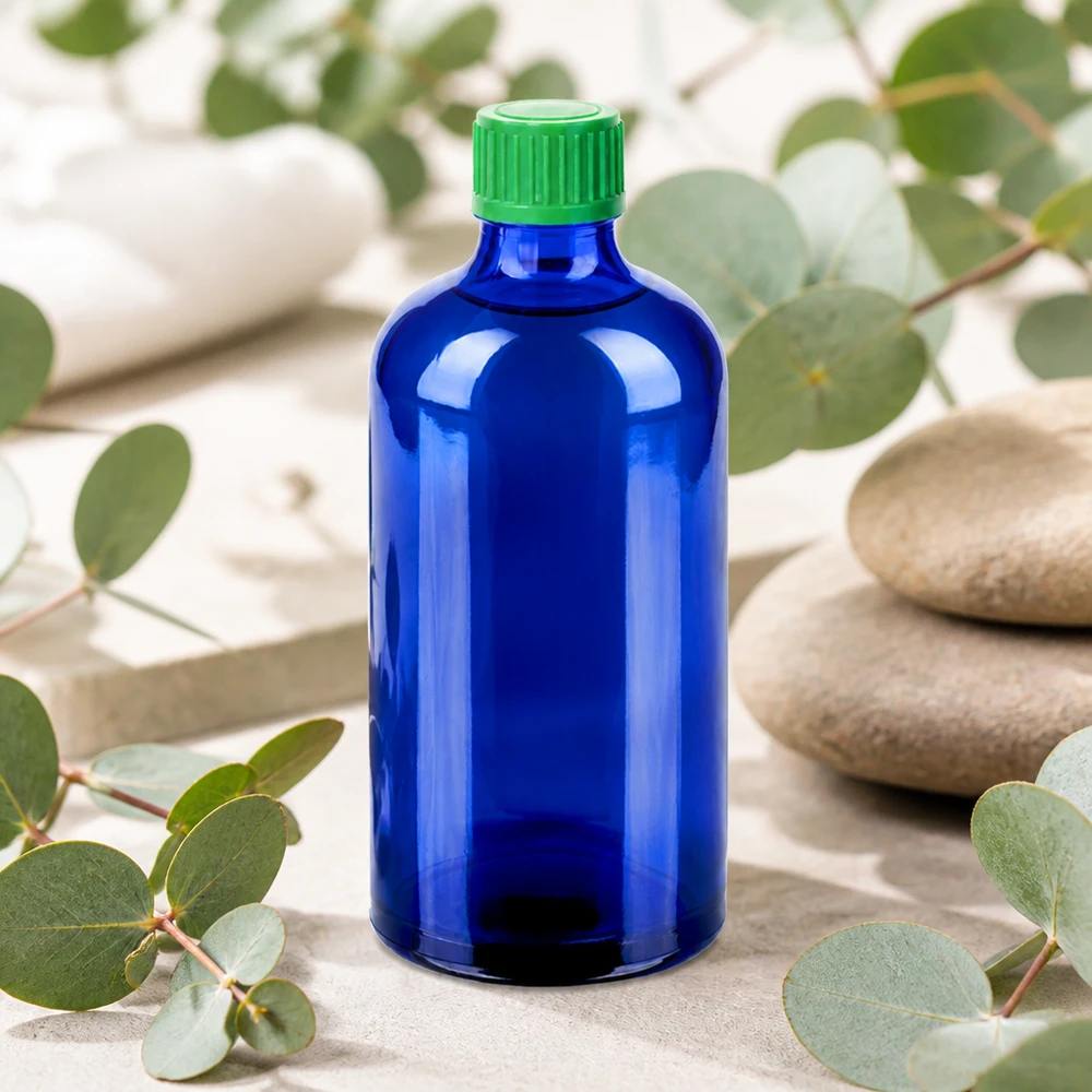 100ml Tropfflasche 0.8mm grünStandardverschluss BlueLine UT18/100 Umweltfreundliche Glasflasche 100ml wiederverwendbar für nachhaltige Kosmetik und Wellness