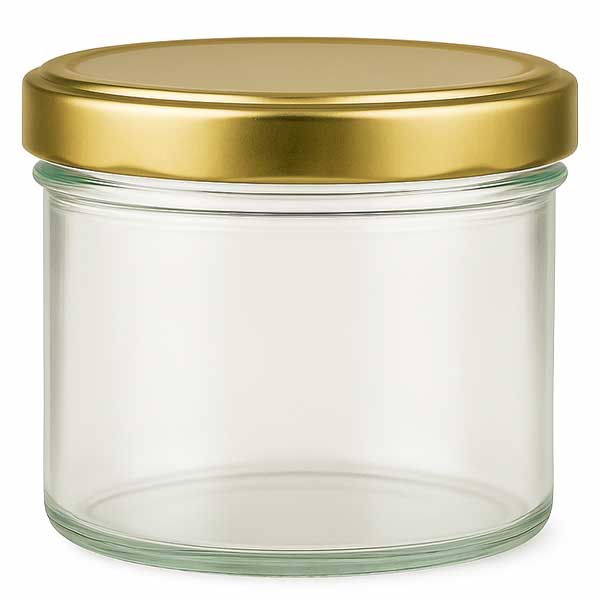 230ml Zylinderglas + BasicSeal Deckel gold UT